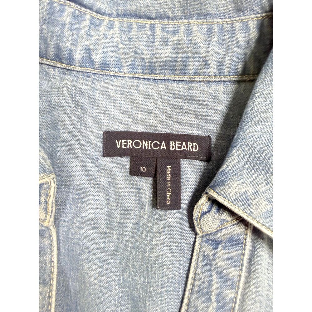 Veronica Beard NWOT Women 10  Edwina Sleeveless Midi Shirtdress Iceberg Denim - Picture 3 of 13